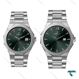 ست ساعت انزو EC-608AGS فول استیل سیلور صفحه سبز Enzo-8075-S