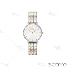 ساعت دنیل ولینگتون زنانه دورنگ طلایی صفحه سفید دور نگین 105416