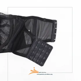 ست دکلته مشکی نیمه بلند فنردار برند وایت لیدی