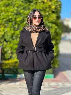 پالتو دو دکمه کمر سگک دار