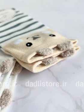 جوراب مچی نخ پنبه طرح قلب و تدی