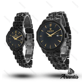 ساعت ست رومانسون فول مشکی دایمند s-10063