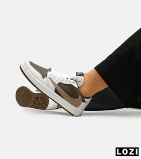 کفش کتانی مردانه سفید قهوه ای NIKE travis scott