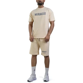 ست تیشرت و شلوارک اسپرت شنگلی مدل T110 کرم