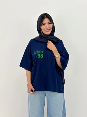 تیشرت باکسی پنبه درجه 1 یقه گرد - کد 2546