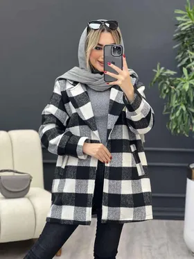 پالتو چهارخونه یقه انگلیسی