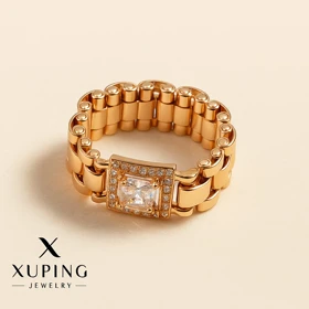 انگشتر طلایی زنانه طرح رولکس نگین‌دار