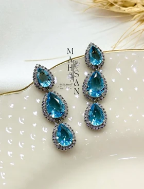 گوشواره ژوپینگ کریستال اشک آبی