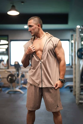 ست هودی وست و شلوارک جردن (JORDAN) – پنبه وست/شلوارک بگ بوفالو 33 (کرم موکا)