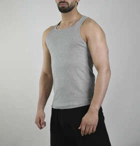 رکابی تنک تاپ کبریتی مردانه جیم شارک مدل B2A7A طوسی روشن