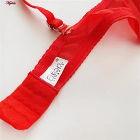 ست شورت و سوتین زنانه فیتن مدل فنردار گیپور طرح دار قرمز کد 4952-4