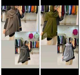 شال نخی لبه ساتن تک‌رنگ