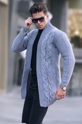 ژاکت بافتنی دودی پایه 5996