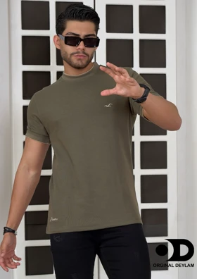 تیشرت مردانه سبز لجنی پارچه نخ پنبه تایلندی کبریتی ریز تابستانه