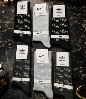 جوراب ساق بلند مردانه طرح مربعی 12 جفتی برند آدیداس