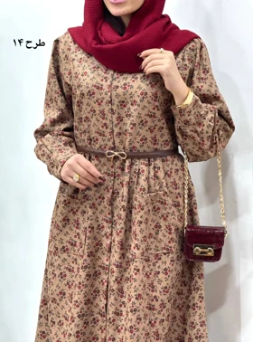 پیراهن مانتویی پاییزه طرحدار آیسو سانیا 1