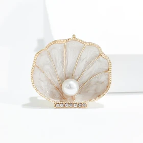 گل سینه زنانه مدل صدف مروارید دار کد G_Lnd_532