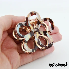 کلیپس دخترانه فلزی مدل گل خال‌خالی (قهوه ای تیره)
