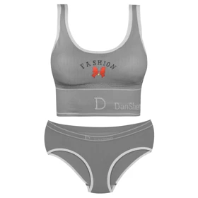 ست شورت و نیم‌تنه زنانه بدون فنر پددار رنگ خاکستری روشن کد 4620