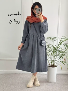 مانتو پیراهنی دو جیب