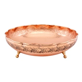 میوه خوری سه پایه مس دیبا رنگ مسی کد 1066