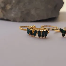 پک انگشتر طرح پروانه و موج نگین‌دار