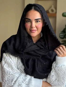 شال مشکی بوکله پولکی کد 400