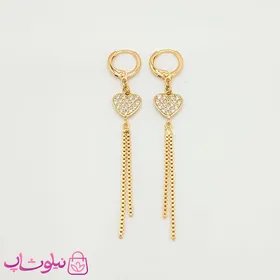 گوشواره آویز ژوپینگ مدل قلب نگین‌دار