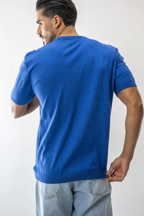 تیشرت آستین کوتاه بافت یقه گرد مردانه