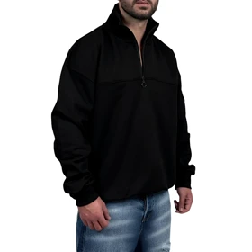 دورس مردانه یقه نیم زیپ مشکی طرح ساده