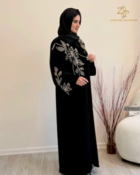 مانتو عبایی مجلسی مشکی کوئین