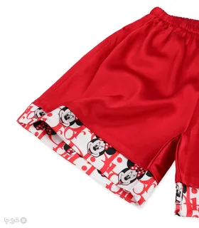 ست لباس خواب راحتی شلوارک و بلوز ساتن anamax آنامکث کد 025 طرح میکی موس