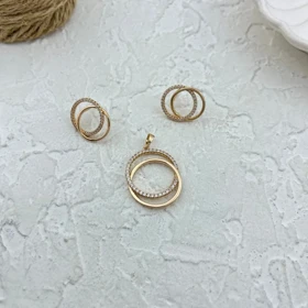 نیم ست زنانه با طرح دایره نگین‌دار ژوپینگ