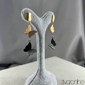 گوشواره زنانه مدل پروانه شنی رزگلد مشکی 20392