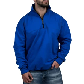 دورس مردانه یقه نیم زیپ آبی طرح ساده