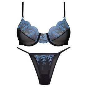 ست شورت و سوتین زنانه فیتن مدل فنردار گیپور مشکی کد 4952-3