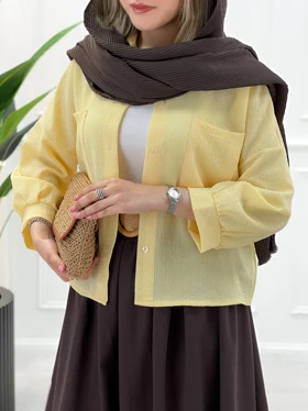 شومیز آستین بلند رونیکا زنانه - لیمویی