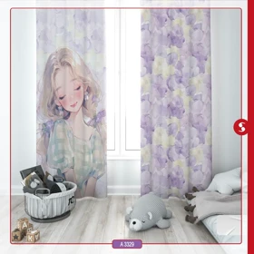 پرده پانچی اتاق کودک برند مینوریا طرح دخترانه کد p-511