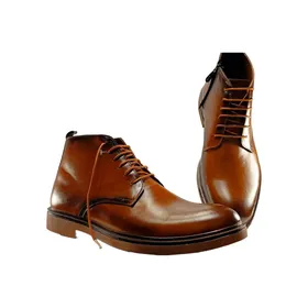 نیم بوت مردانه چرم طبیعی بندی بغل زیپ‌دار