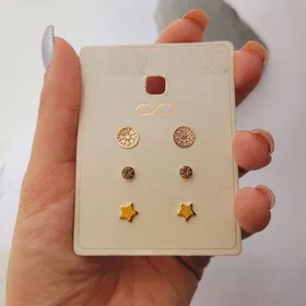 پک گوشواره میخی نگینی و ستاره