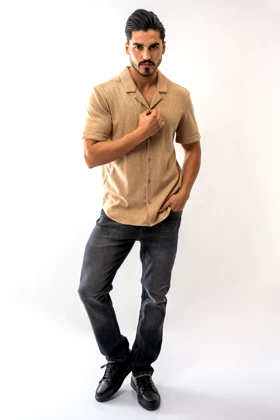 پیراهن آستین کوتاه یقه انگلیسی مردانه