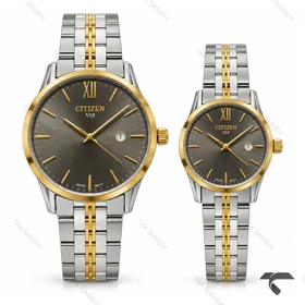 ساعت ست سیتیزن کلاسیک رفرنس 31621 دورنگ طلایی صفحه دودی Citizen-11516-S