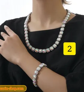 دستبند و گردنبند جواهری نگینی زنانه
