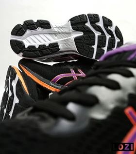 کتانی بزرگ پا مشکی بنفش نارنجی ASICS GEL-KAYANO 27