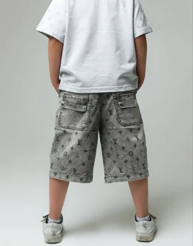 تیشرت شلوارک جین پسرانه طرح LV