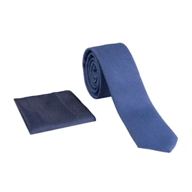 ست کراوات و دستمال جیب سرمه‌ای 98152