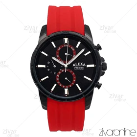 ساعت الکسا پریمیر A0102 مردانه سه موتوره بند رابر قرمز 106206