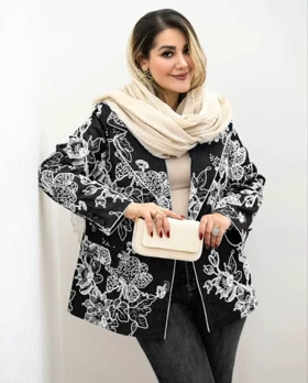 کت لینن سوزن دوزی سپید