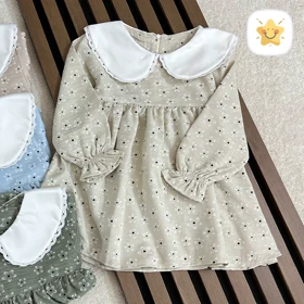 پیراهن دخترانه گل‌دار یقه ب برند MANELY