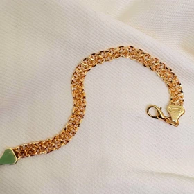 دستبند برند شین مدل «ابریشم طلایی» | با آبکاری طلای 24 عیار و بافت متراکم